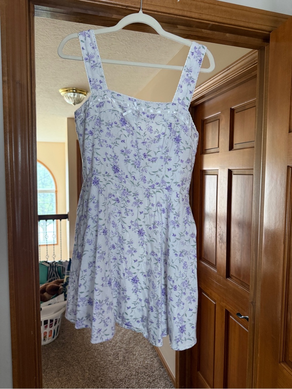 Altar'd State White Mini Dress with Lavender Floral Print